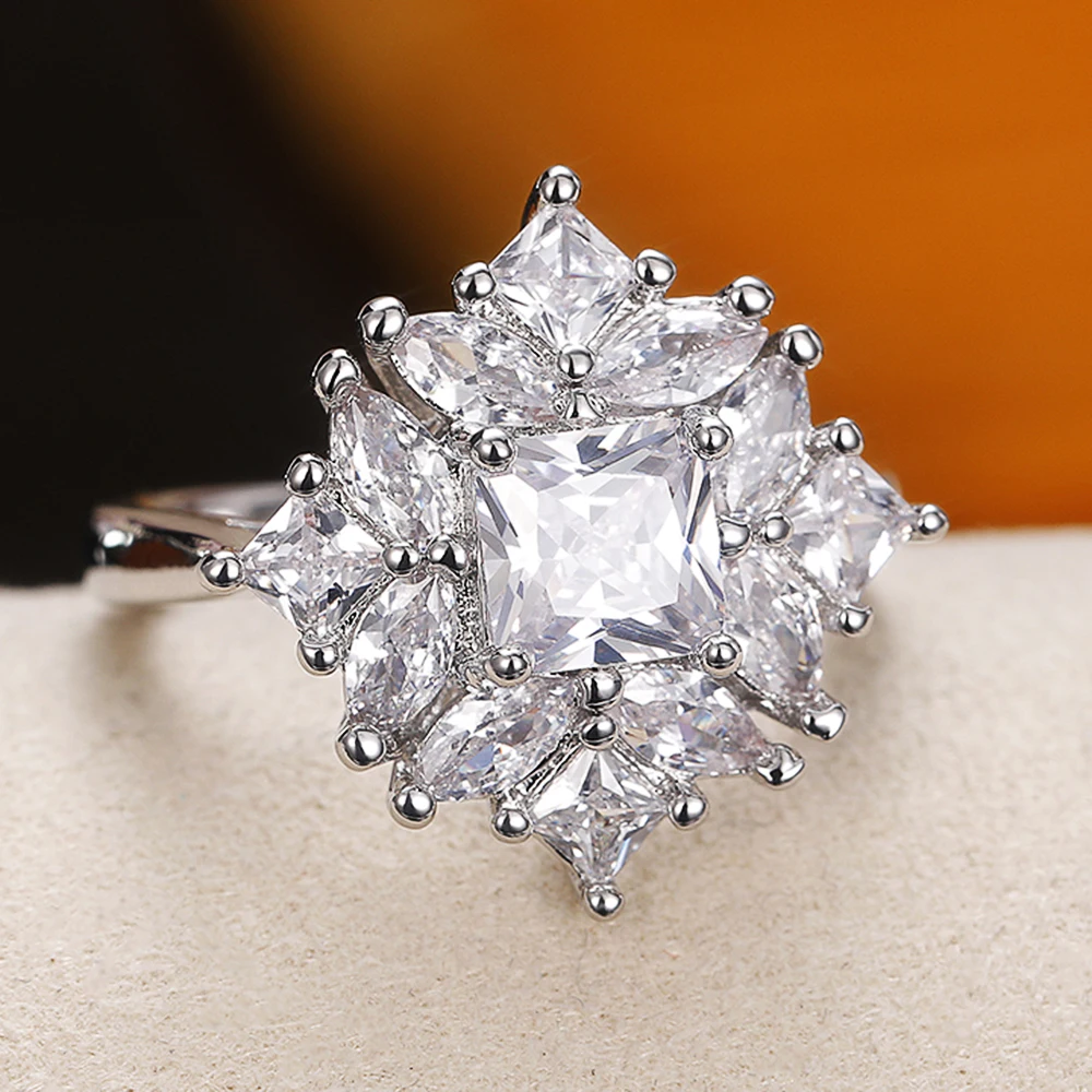 

New Gorgeous Bridal Wedding Ceremony Party Rings AAA Crystal CZ Stone Silver Color Band Anniversary Women's Ring Jewelry