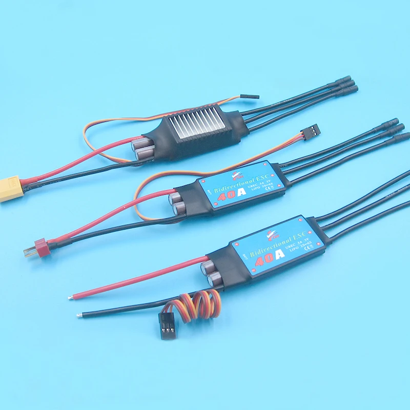 

1PCS 40A Brushless Dual-way ESC Speed Controller 2-6S Electronic Regulator with XT60/T Plug for RC Boat Underwater Thruster