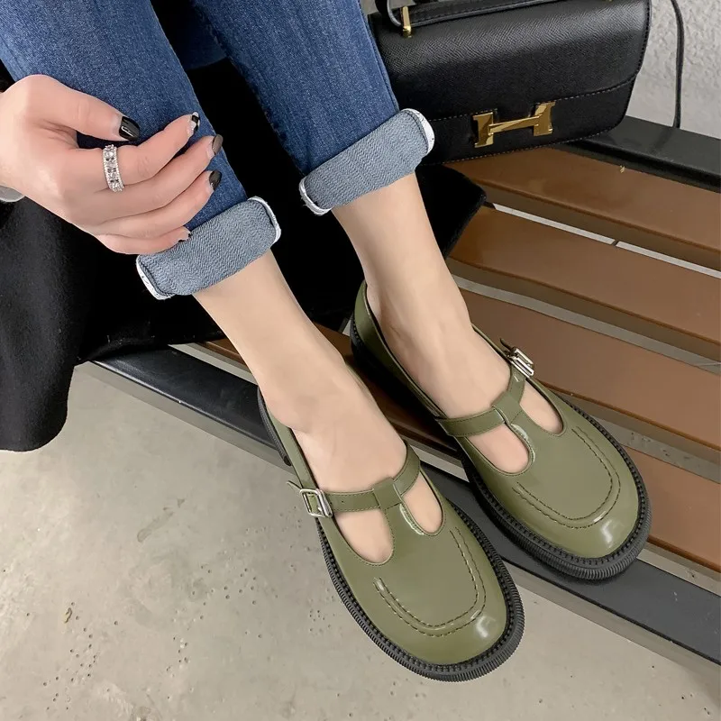 

Туфли-лодочки Женские винтажные на низком каблуке, туфли в британском стиле преппи, с Т-образной пряжкой, Туфли Мэри Джейн, размеры до 42