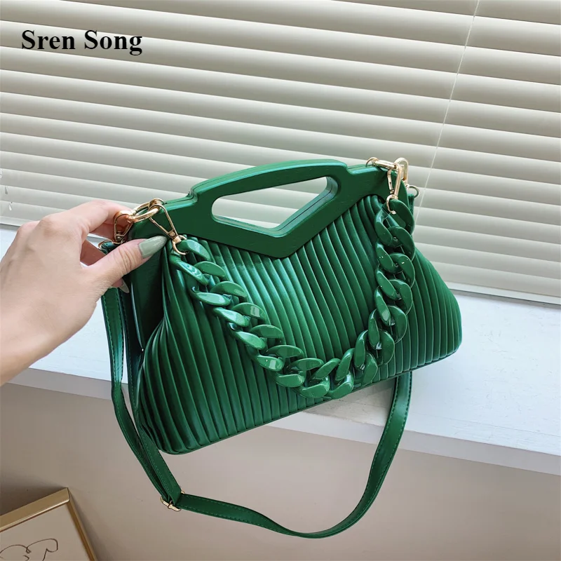 

Top Brand Triangle Handbag Designer Pleated Shoulder Bag for Women Clutch Purses High Quality Crossbody Bag Satchels Hobo Bags