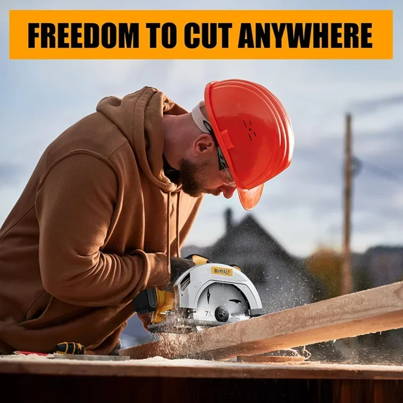 Фото Бесщеточная циркулярная пила Dewalt 5000 об/мин, 7 дюймов, аккумуляторная, ручная, для работы по дереву, с регулируемой глубиной реза, многофункциональный инструмент №5