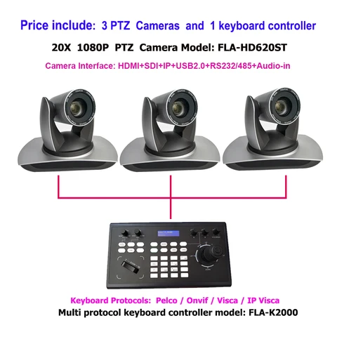 PTZ-джойстик с клавиатурой, Onvif, IP-контроллер и SDI-камера для видеоконференций, 20-кратный оптический зум для Braodcasting, Vmix и Live-мероприятий