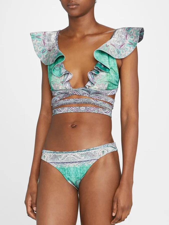 

Fashion Print Ruffle Bikini