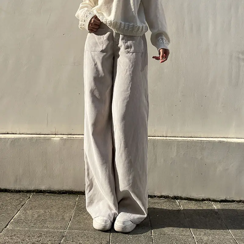 Осенние мешковатые вельветовые брюки Deeptown женские корейские модные офисные