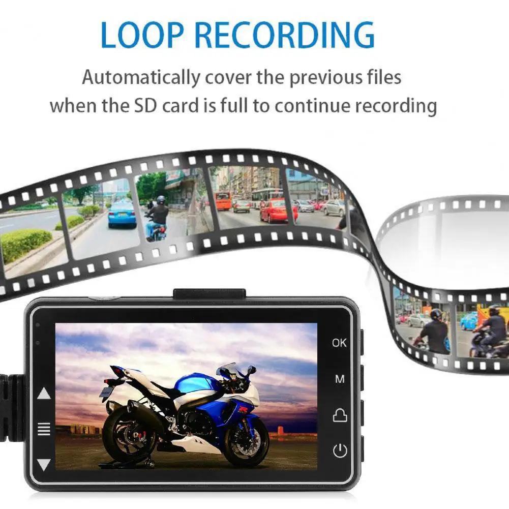 Reliable ABS Loop Recording 720P Rearview Mirror Dash Cam Wide Angle Viewing Compact Motorcycle DVR for Motorcycle