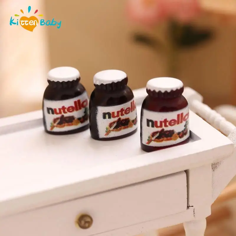 

1 Set 1:12 Dollhouse Miniature Food Mini Chocolate Sauce Jam Food for Pretend Play Doll Kitchen Toy Accessories