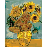 gatyztory sunflowers painting by numbers diy handpainted oil painting canvas picture by numbers for adult home decor gift