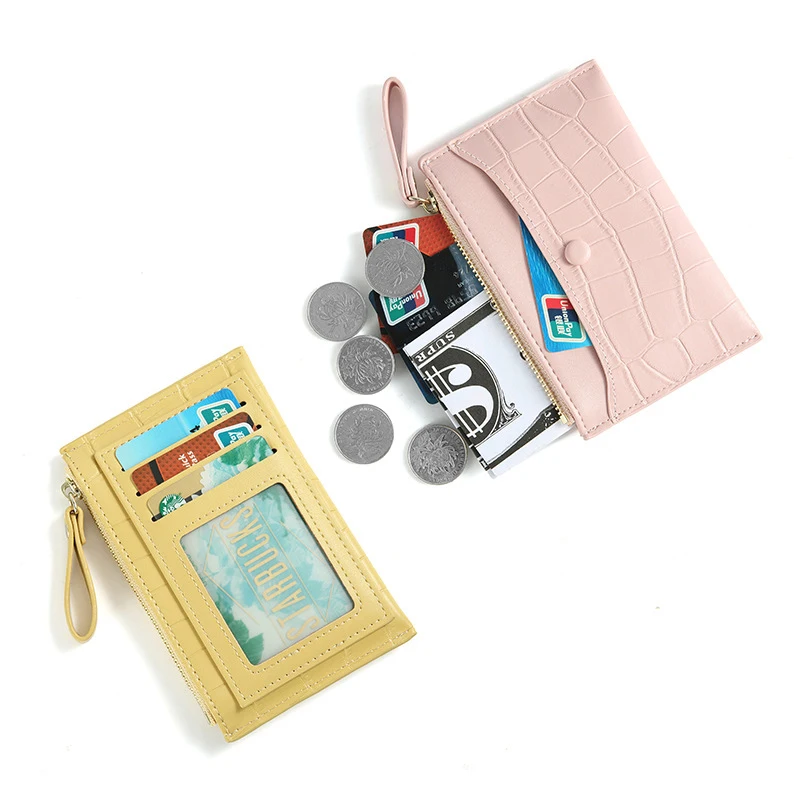

2022 New Fashion Crocodile Pattern Small Wallet Thin Lady Short Card Bag Mini Simple Coin Bags Zipper Coin Purse Card Holder