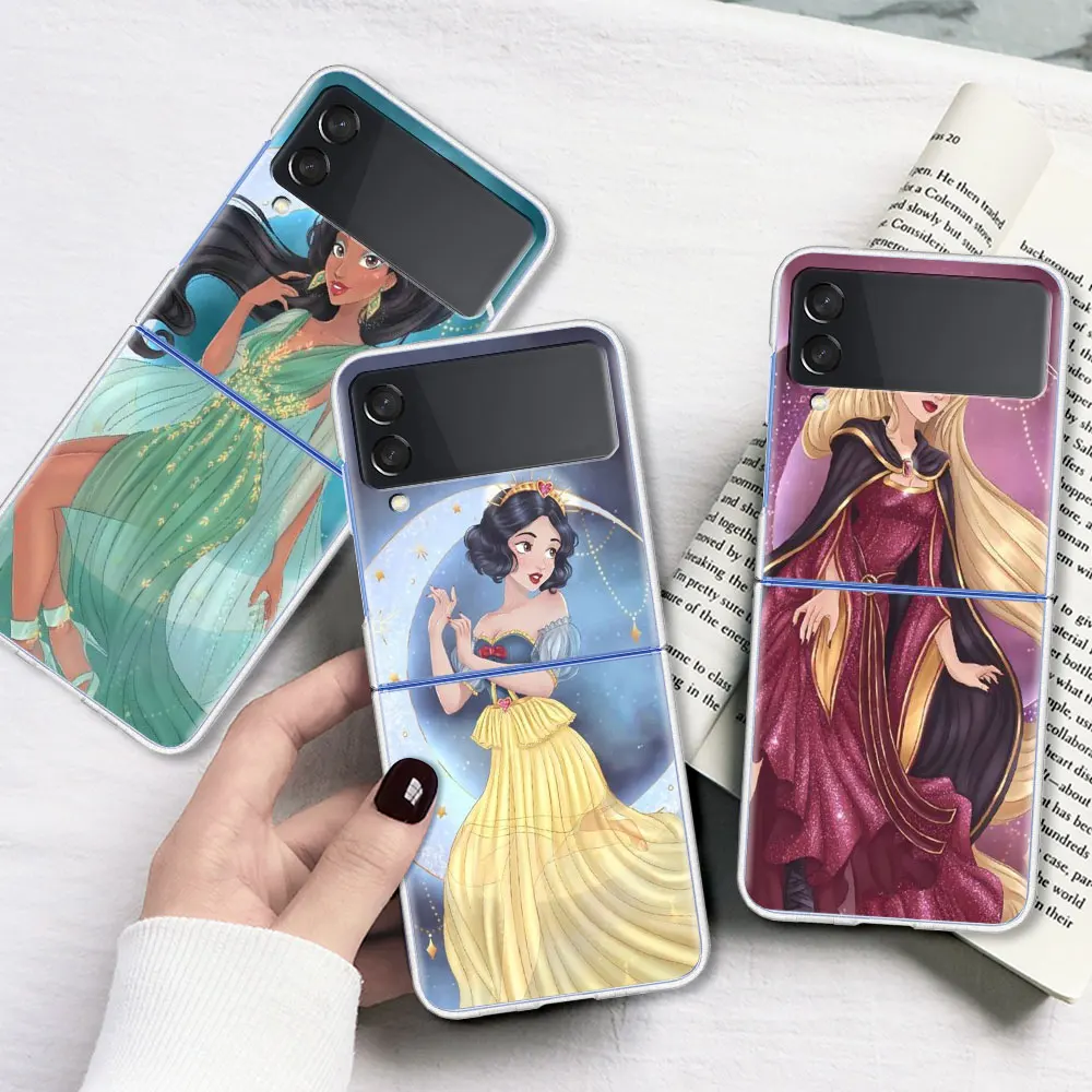 Чехол для Samsung Galaxy Z Flip 3 4 прозрачный жесткий чехол Flip3 Flip4 ZFlip3 Funda Disney Princess Cinderella |