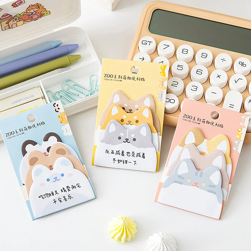 

45 Sheets Cartoon Cute Sticky Notes Creative Zoo Series N Times Message Stickers Paper Memo Pads