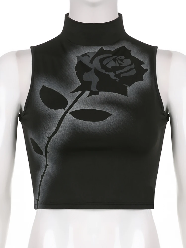 Cuteandpsymall готические Модные майки с открытыми плечами Водолазка укороченная Y2K Camis