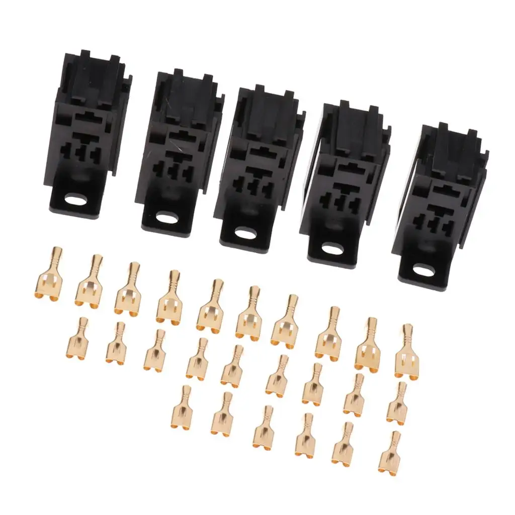 

5pcs 60A Car PCB Relay Socket Holder 5 Pin Connector with 25
