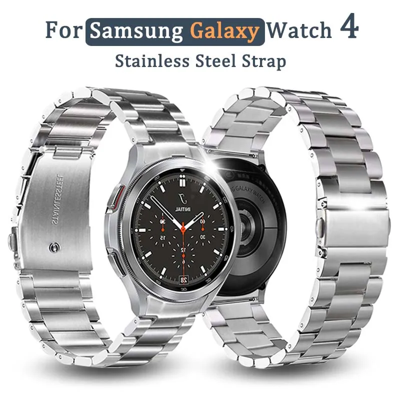 

No Gaps Titanium plating Strap For Samsung Galaxy Watch 4 Classic 46mm/44mm/40mm Wrist Band Curved end Metal stainless Watchband