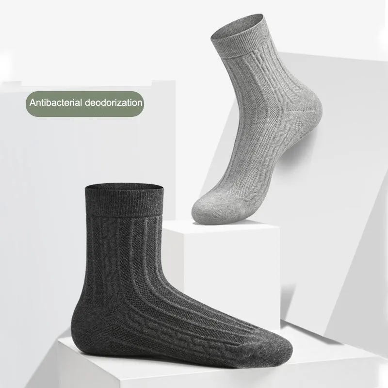 Socks Anti-bacterial and odor-proof men's medium socks pure cotton heavy jacquard stockings winter tall socks all cotton