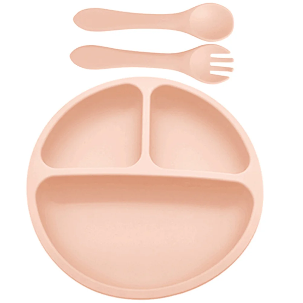 

1 Set of Suction Silicone Plate Baby Divided Dish Silicone Plate Toddler Plate