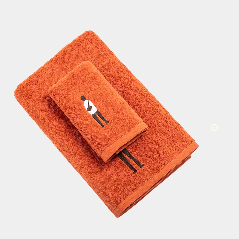 

High Quality Absorbent Towels Set 100% Cotton Face Towel Bath Towel Solid color Home bathroom Shower Towel Washcloth 2Pcs Set