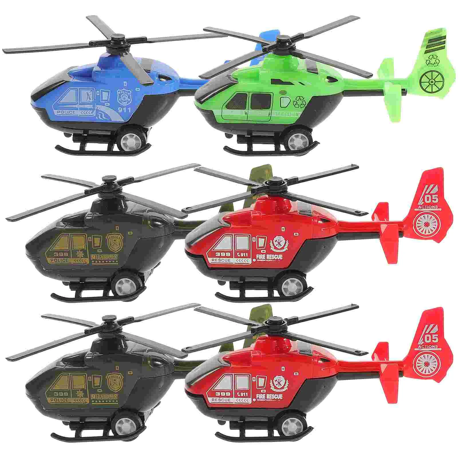 6 Pcs Mini Model Child Toys for Kids Back Airplane Childrens Flying Helicopter Planes