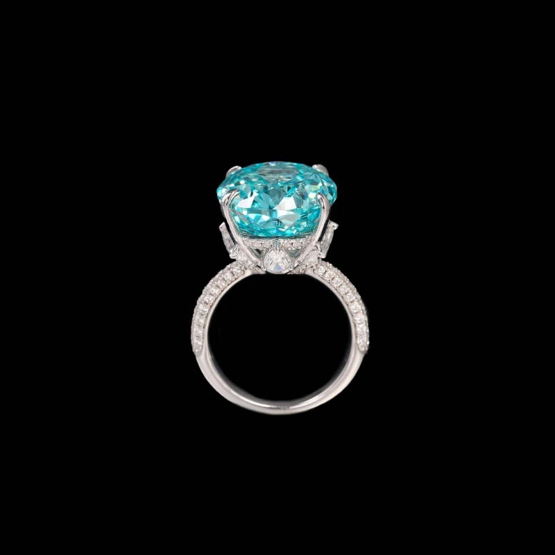 Фото CAMEO, серебро 925 пробы, позолоченный высокоуглеродистый бриллиант, 10 карат, овальная огранка, синтетический аквамарин, параиба, голубое яйцо, высококачественное кольцо №3