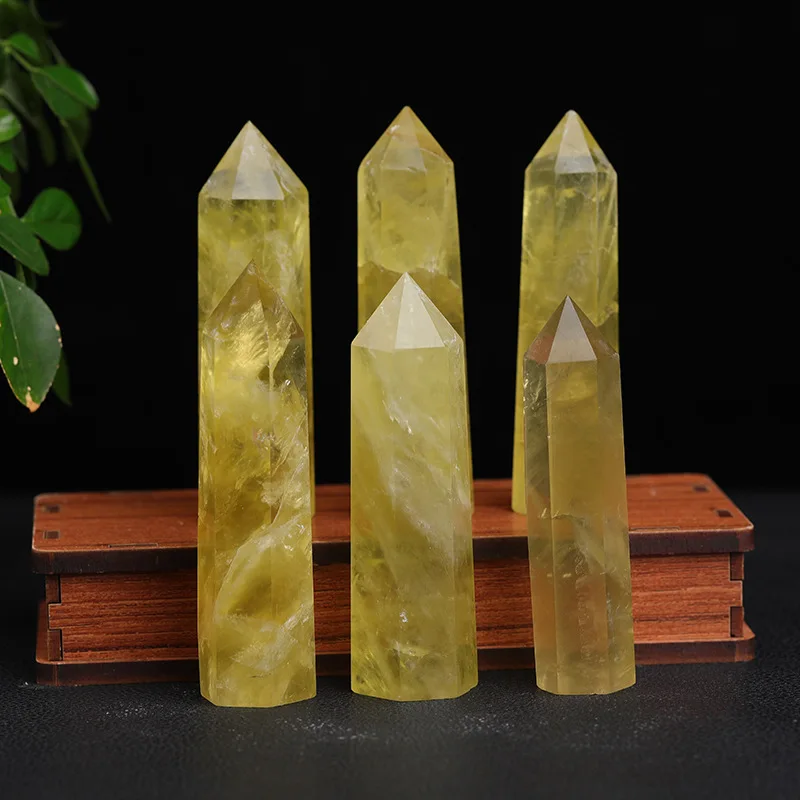 

2022 Natural Topaz Column Single Pointed Hexagonal Prism Topaz Raw Stone Polished Desktop Office Ornaments