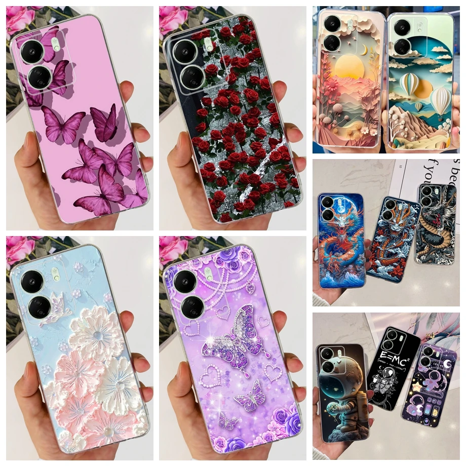 Для Xiaomi Redmi 13C чехол Redmi13C 4G 5G Мягкий ТПУ силиконовый прозрачный бампер Coque SM-A145F A156B