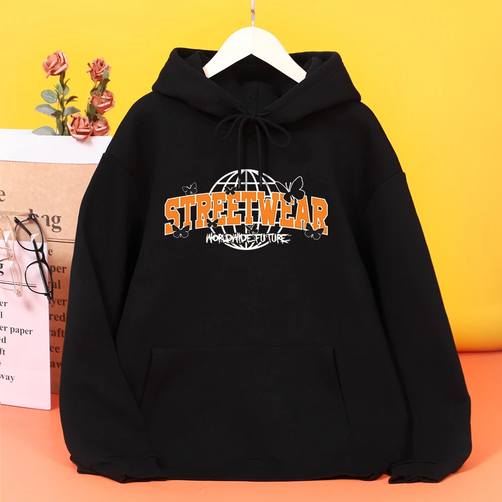 

Butterfly Streetwear World Wide Future Printing Womens Hooded Warm Fleece Hoodies simple Outdoor Hoodie Street Casual Pullover