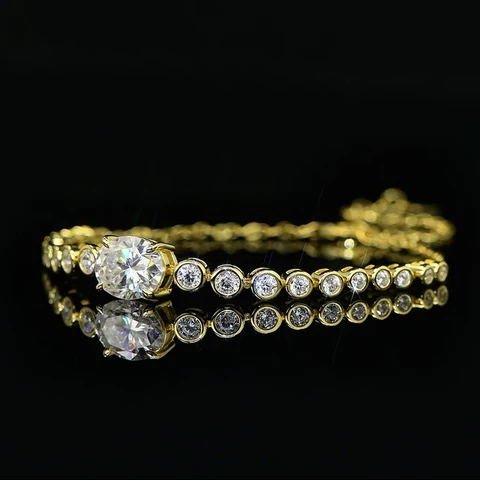 IOGOU серебряный браслет-цепочка с муассанитом для женщин