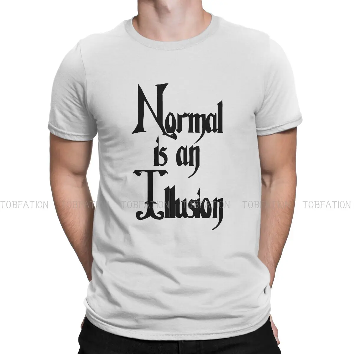 

Normal is an illusion writting O Neck TShirt Wednesday Addams TV show Fabric Classic T Shirt Man's Clothes Hot Sale