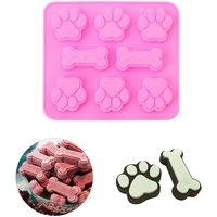 2pcs animal cartoon dog footprint silicone mold mousse chocolate mold pudding jelly mold soap mold plaster mold
