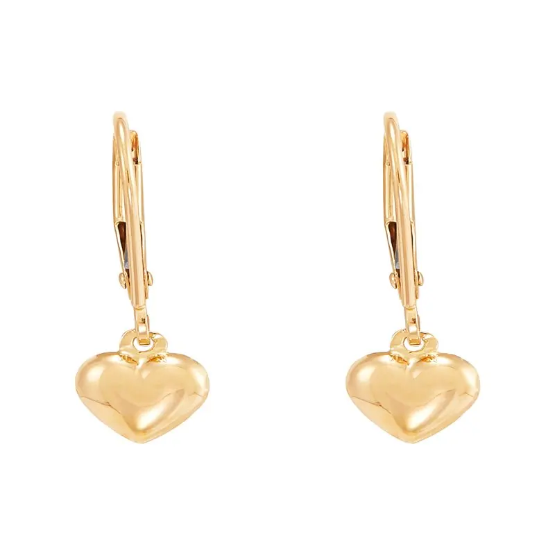

10K Yellow Gold Hollow Heart Leverback Earrings