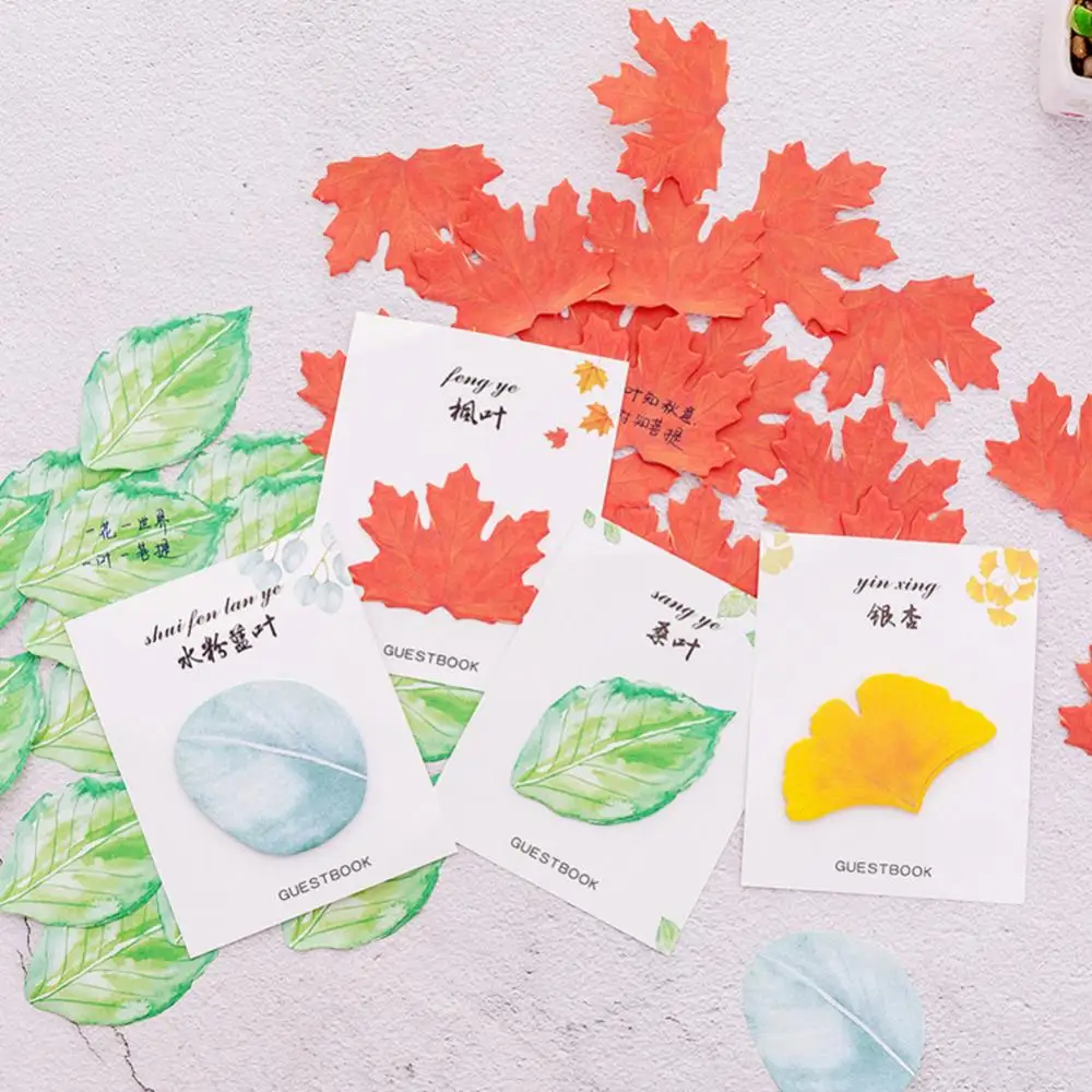 

Maple Leaf Ginkgo Print Sticky Note Memo Pad Planner Office School Stationery