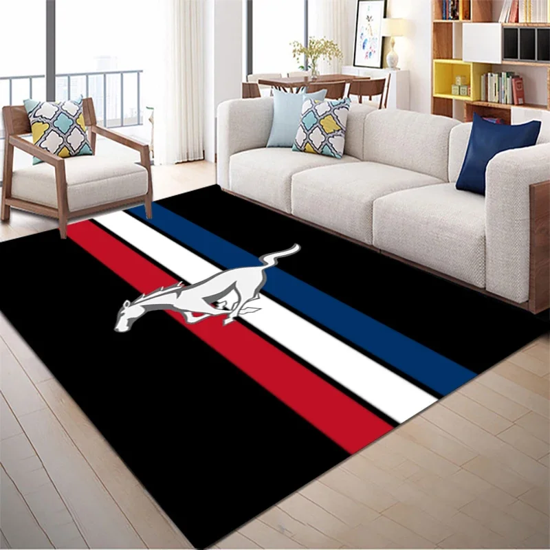 

Car M-Mustang logo printed carpet, living room and bedroom decorative carpet, kitchen and bathroom anti-skid floor mat, door mat