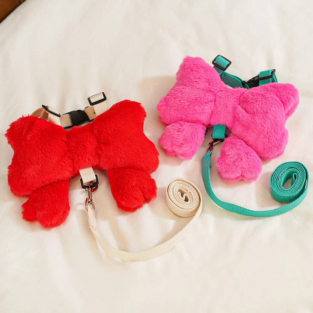 Супер большой плюшевый бант жилет для домашних животных с поводком набор милых