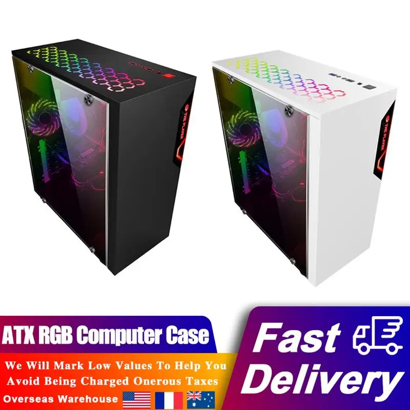 

Desktop Computer Case Large Side Transparent Chassis For ATX Motherboard 120 Water Cooling Multi Hard Drive Fan Position PC Case