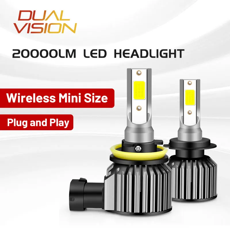 

H4 LED Headlights 20000LM Car Fog Lights 9005 HB3 9006 HB4 6000K 8000K Ice Bulbs Auto Lamps Wireless Mini 1:1 Size COB Chips 12V