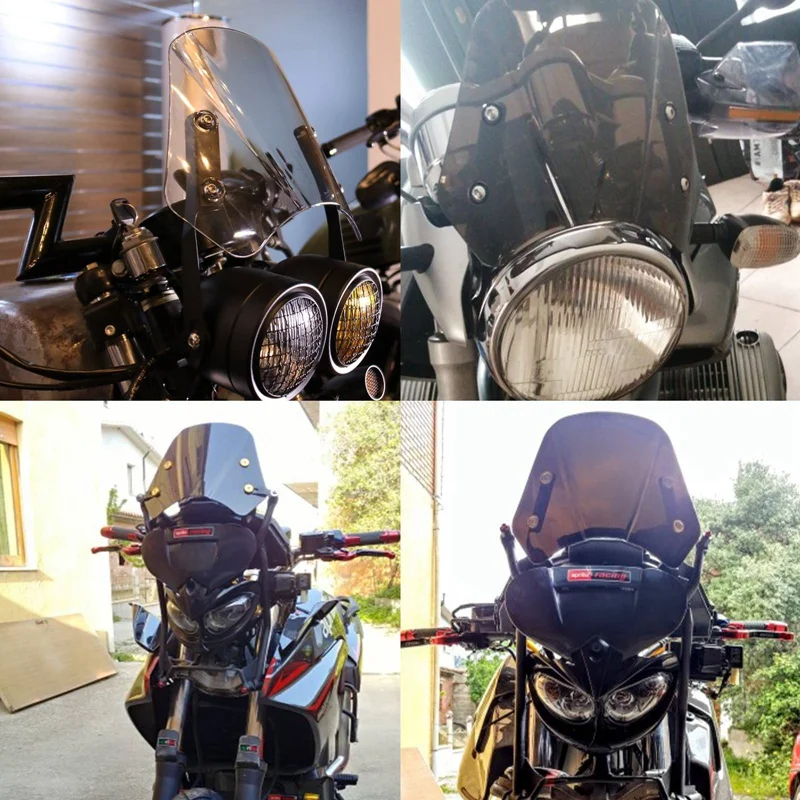 

Retro Motorcycle 5"-7" Headlight Windshield Wind Deflector Windscreen Universal for Honda Yamaha Instrument Visor