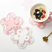 2pcs cherry blossom coasters heat insulation placement tea coaster cup milk mug anti skid gifts office desk set table decoration