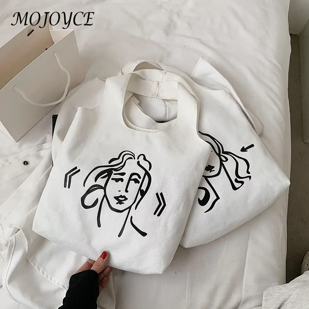 

Casual Women Character Printing Shoulder Bag Ladies Canvas Large Capacity Tote Handbag Fashion Printing Shopping Pouch
