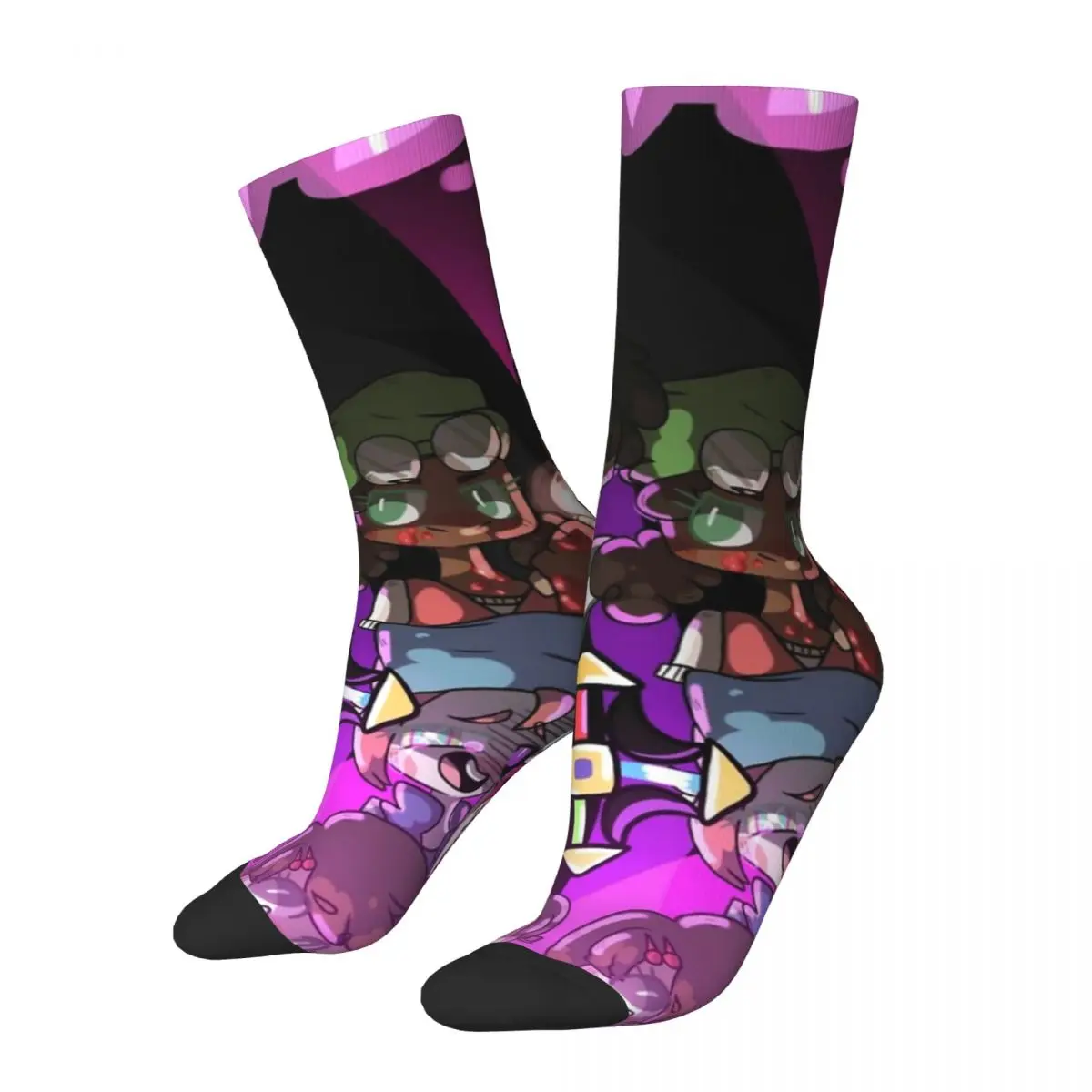 

Funny Crazy Compression Sock for Men Story Hip Hop Harajuku Minecraft Story Mode Happy Seamless Pattern Printed Boys Crew Sock