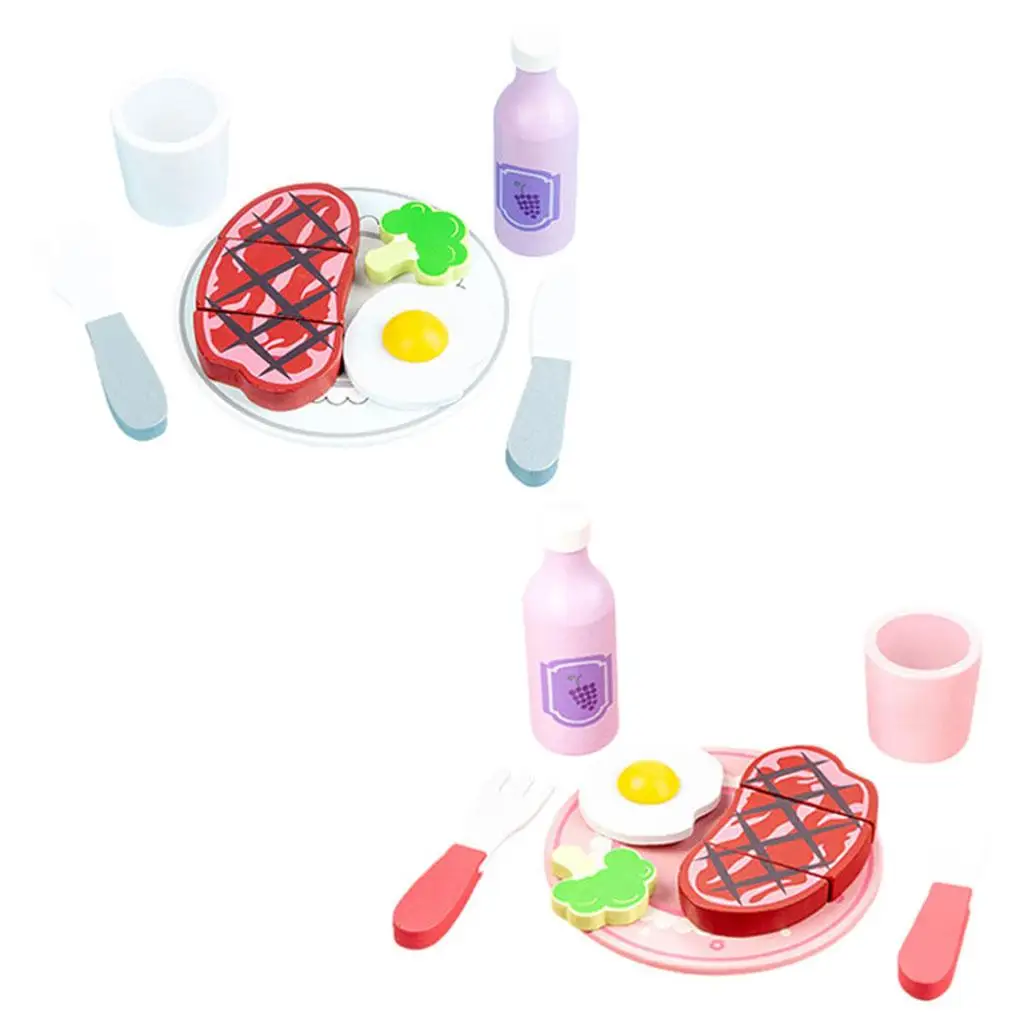 

Wooden Steak Toy, Educational Toys Pretend Role Play, Steak Set Kit, Kitchen Toys for Party