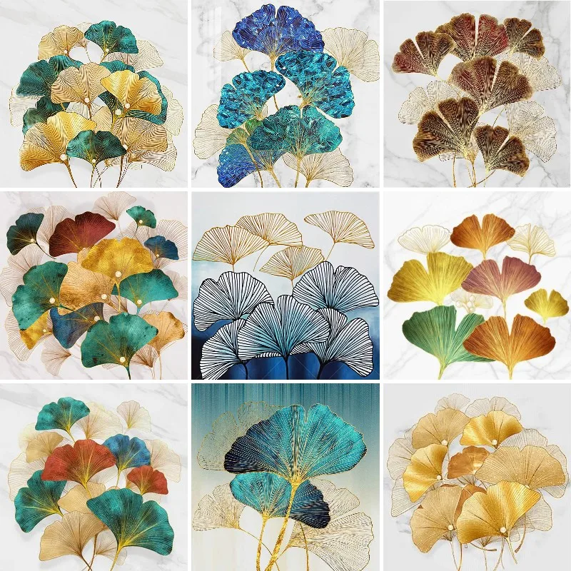 

Ginkgo Leaves Diamond Painting Kits Embroidery Kitchen Decoration Diamond Mosaic Scenery Picture Of Rhinestones Needlework