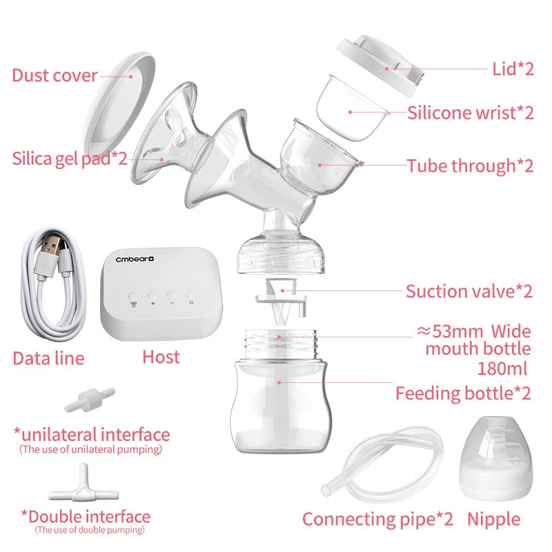 Electric Breast Pump Wholesale Brand New Rechargeable Bilateral Multi-gear Mode Adjustment English Version enlarge