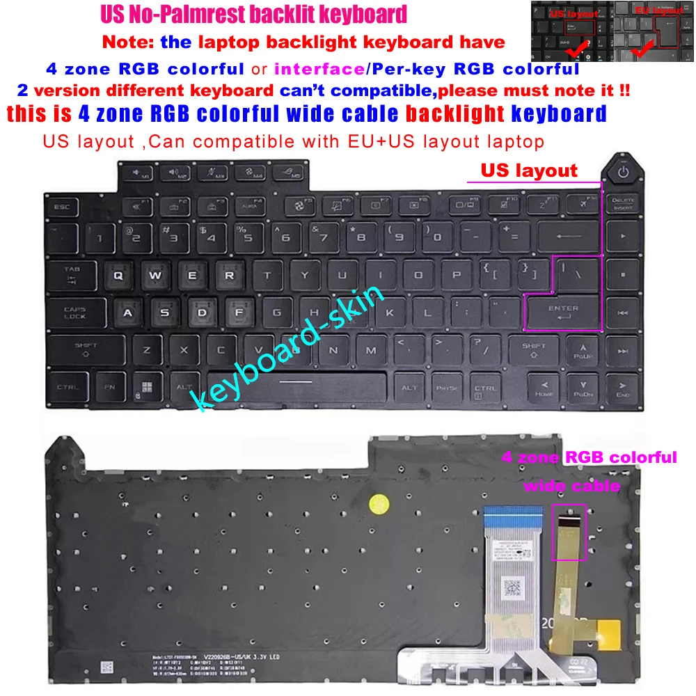 Новая клавиатура с RGB-подсветкой в США для ASUS ROG G16 G614 G614J G614JV G614JVR G614JIR G614JZR G634 G634J G634JZ