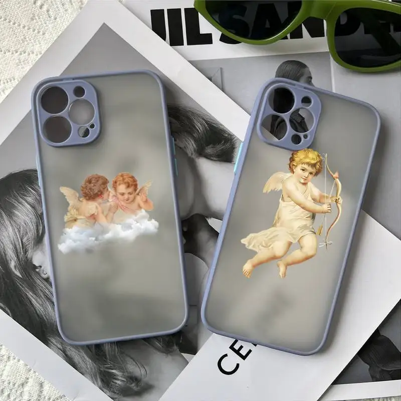 

Cartoon Angel Baby Printing Phone Case Luxury Silicone Shockproof Matte For Iphone 7 8 Plus X Xs Xr 11 12 13 Mini Pro Max