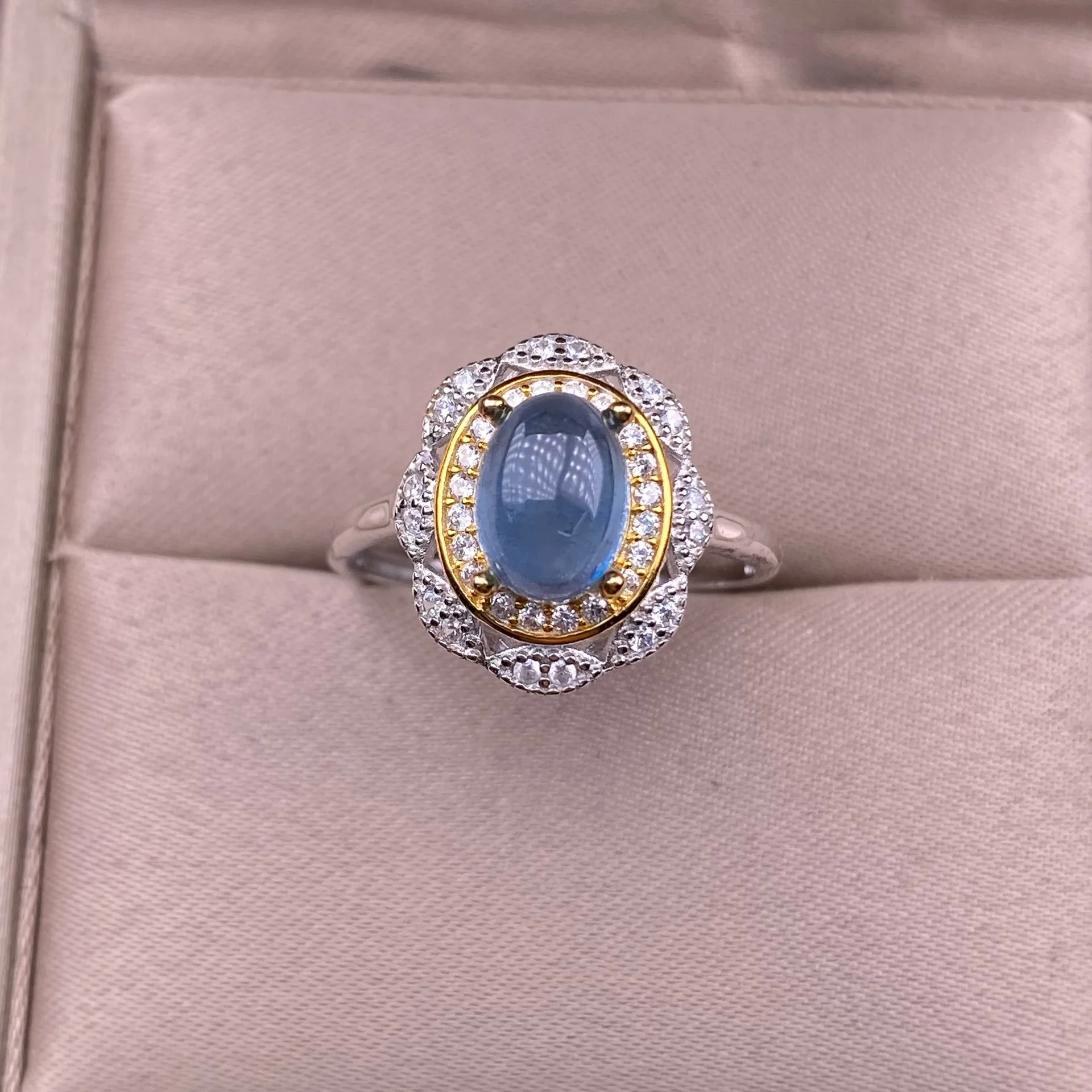 HOYON натуральное морское синее сокровище женское кольцо s925 стерлингового серебра