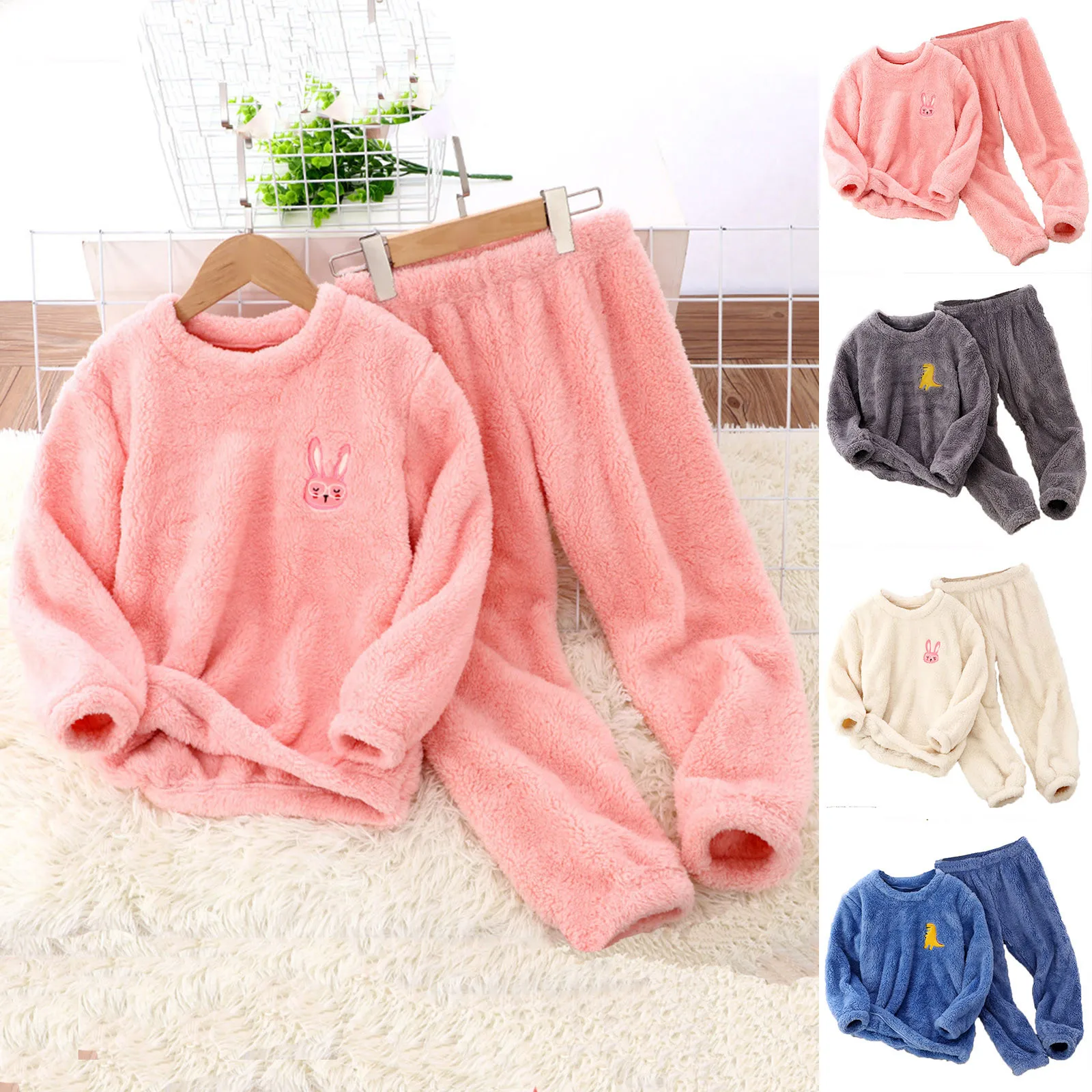 

Зимние комплекты детской одежды От 2 до 14 лет, флисовые пижамные комплекты с длинным рукавом для мальчиков и девочек, одежда для сна с мультя...