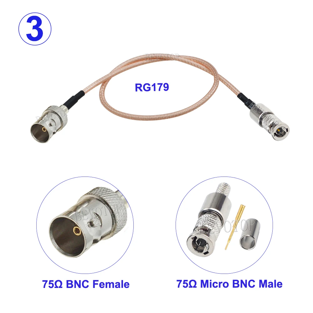 1 шт. кабель RG179 75 Ом Micro BNC Male to BNC Male/BNC Female Connector RG-179 RF Pigtail HD Video Mini BNC to BNC Jumper Line