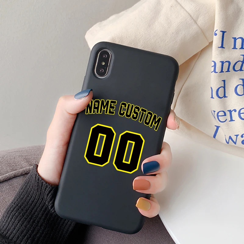Custom Basketball Number Name Letter DIY Case for iPhone 13 12 11 Pro Max SE 2020 Cover Silicone Funda for iPhone 8 Plus XS XR 7
