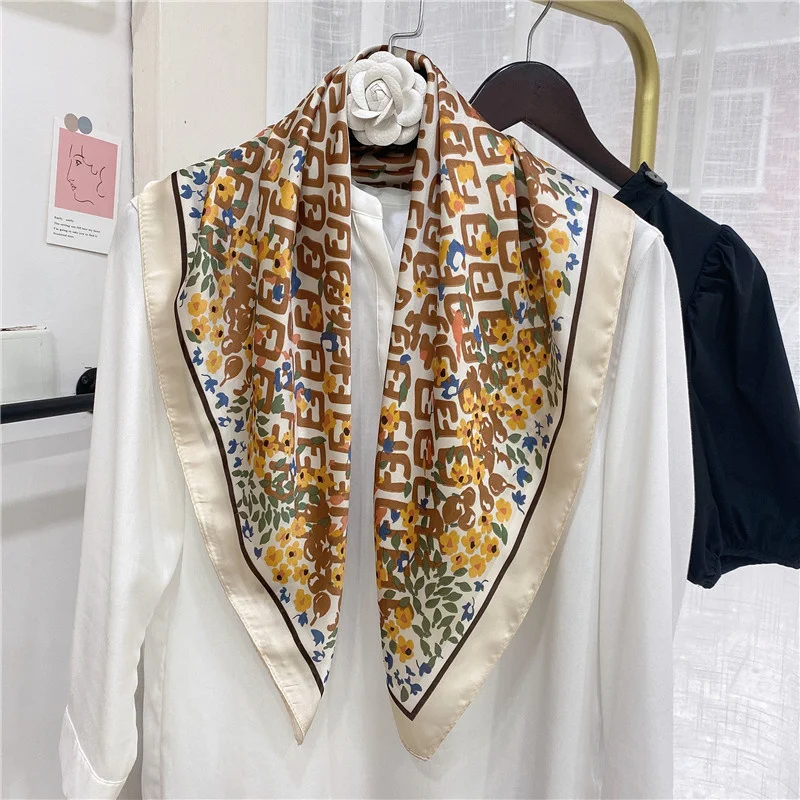 

70 см квадратный шелковый шарф, бандана, шейные шарфы для женщин, женский шарф, весна 2023
