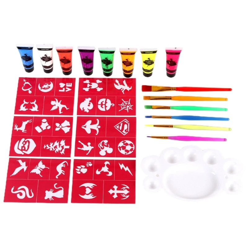 

Christmas Stencils Color 10ml Brush Pen Fluorescent Face Color for Painting