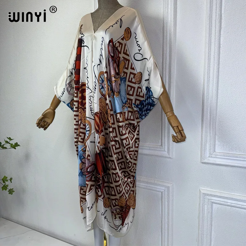 WINYI летнее Африканское платье с V-образным вырезом пляжная одежда принтом для